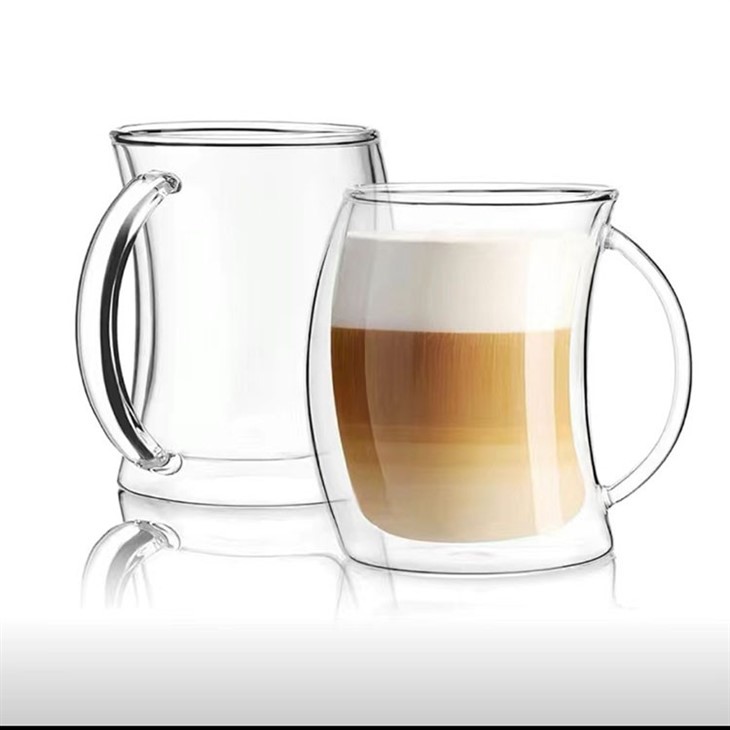 Heat Resistant Coffee Mug With Handle, Double Wall Coffee Glass, Double Wall Drinking Glass For Coffee